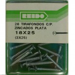 Kit 26 Tirafondos C/Plana Zincados Plata 18x25